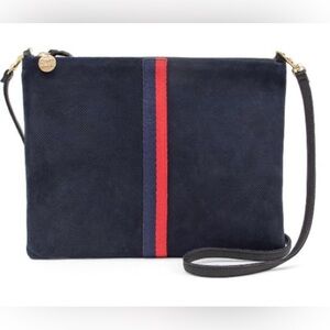 Clare V Bretelle Navy micro-suede cross body purse